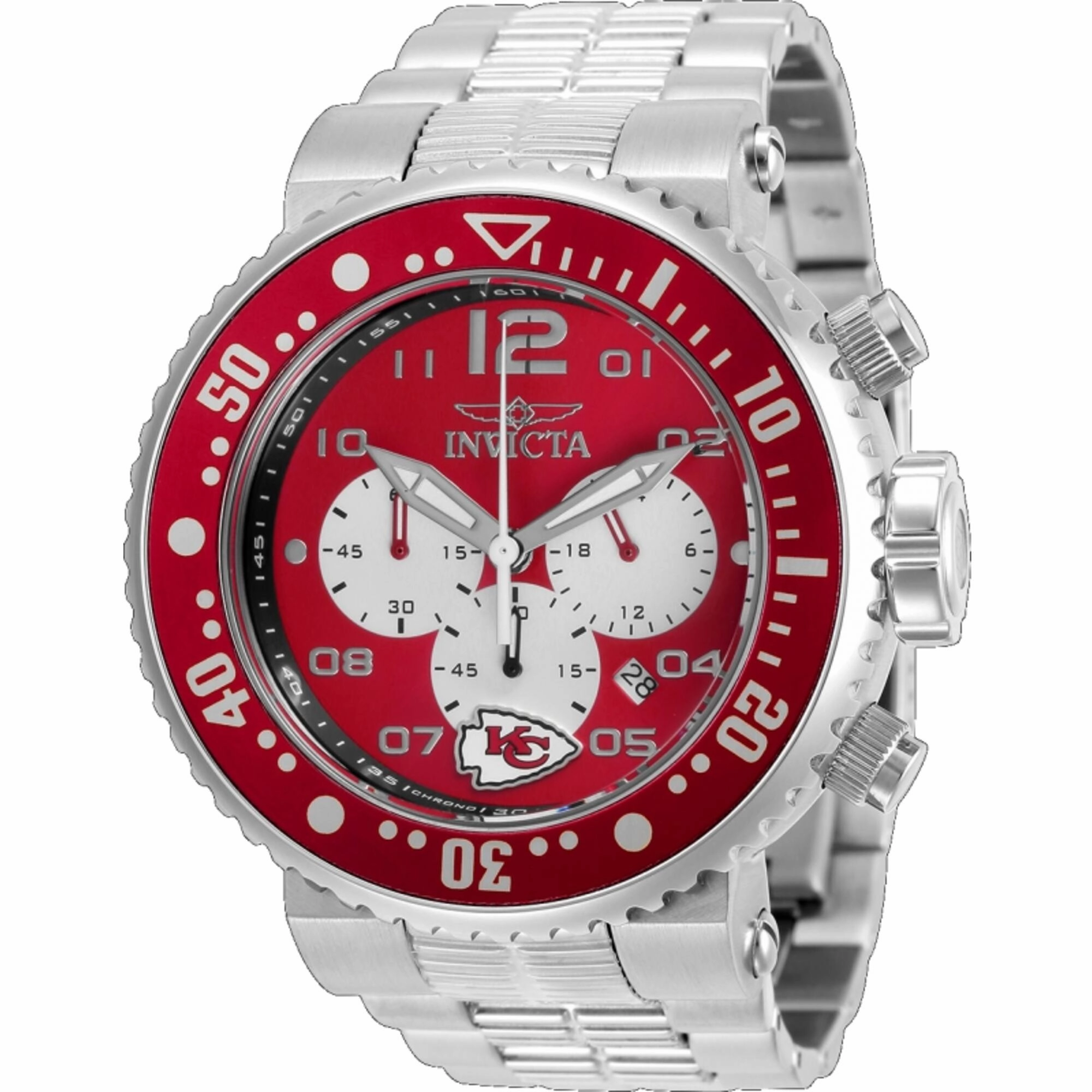 Invicta Men's Watch - NFL Kansas City Chiefs Chrono Red and White Dial Steel | 30270