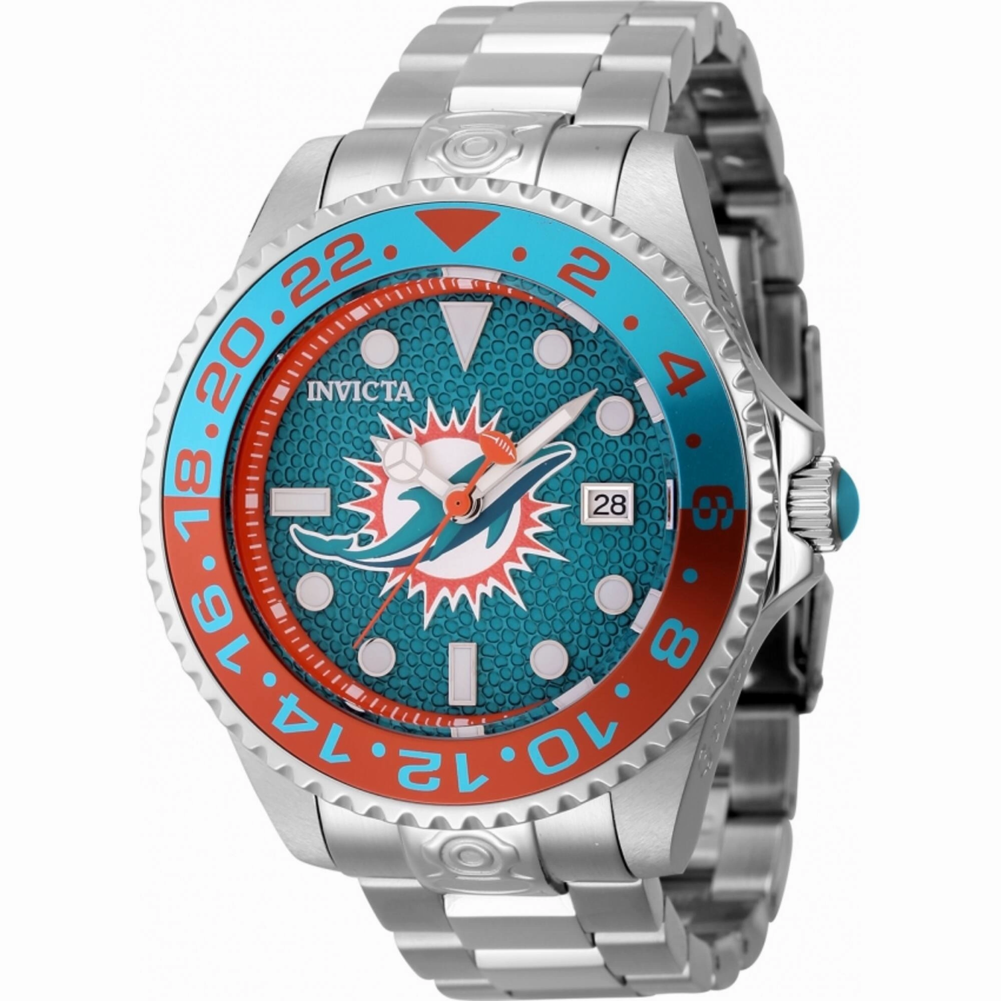 Invicta Men's Watch - NFL Miami Dolphins Green and Orange Dial Bracelet | 45029