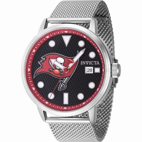Invicta Men's Watch - NFL Tampa Bay Buccaneers Black Dial Steel Mesh Bracelet | 47979