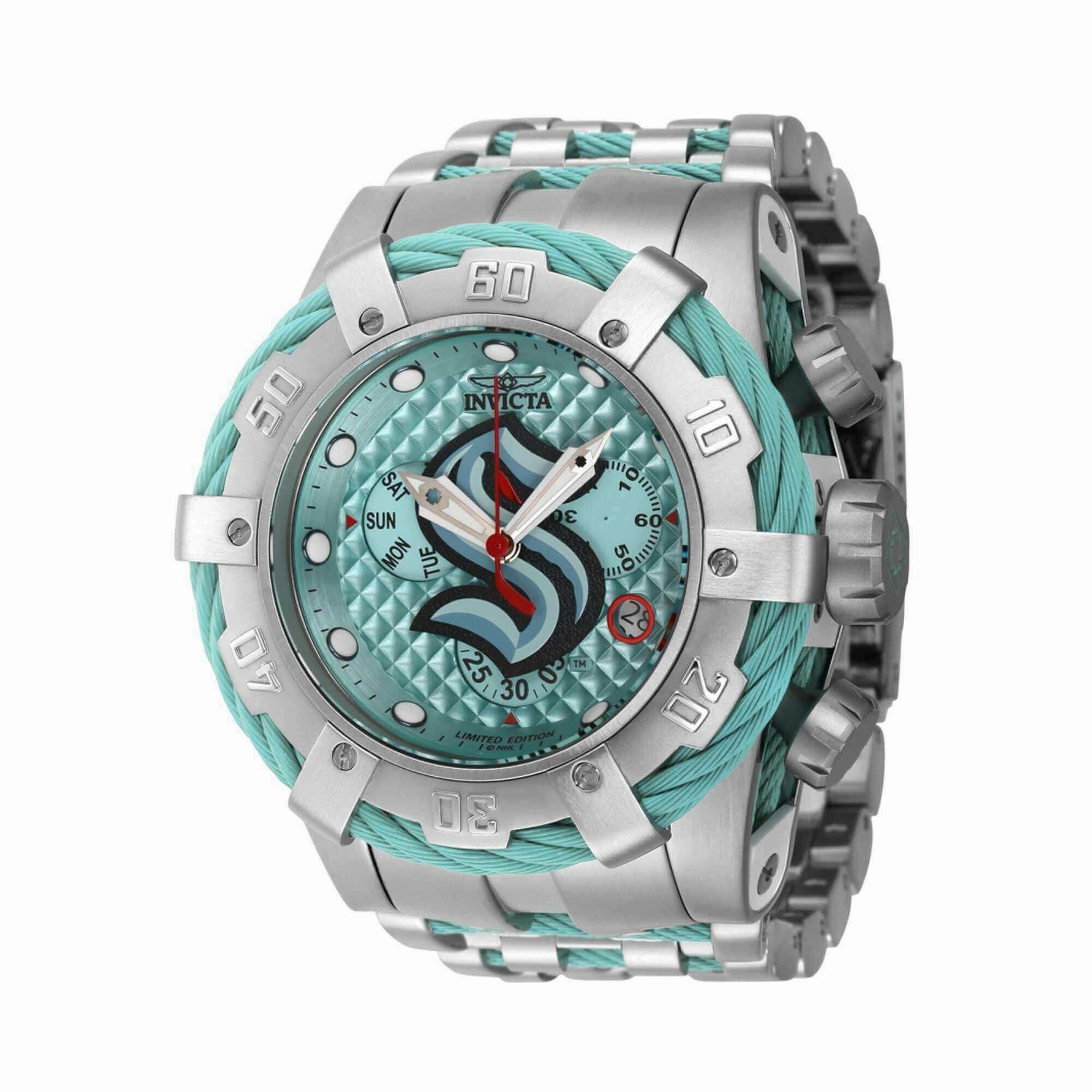 Invicta Men's Watch - NHL Seattle Kraken Chrono Light Blue and Silver Steel | 42019