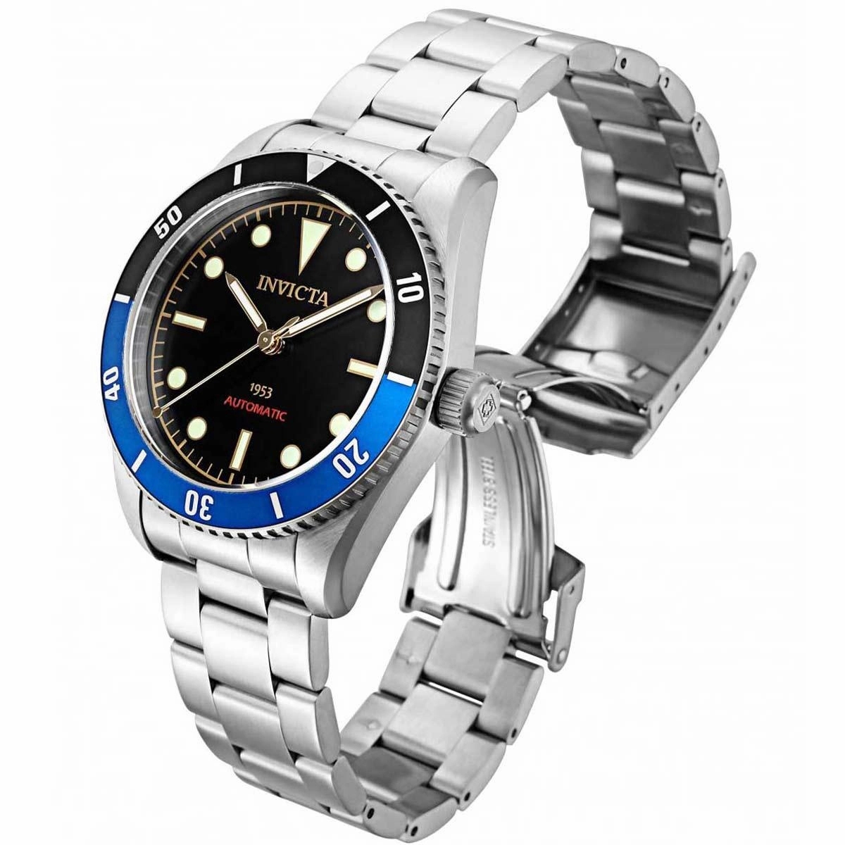 Invicta Men's Watch - Pro Diver Automatic Black Dial Silver SS Bracelet | 34333