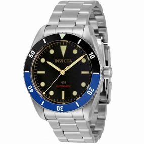 Invicta Men's Watch - Pro Diver Automatic Black Dial Silver SS Bracelet | 34333