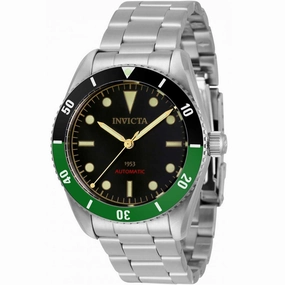Invicta Men's Watch - Pro Diver Black and Green Bezel Black Dial Bracelet | 34335