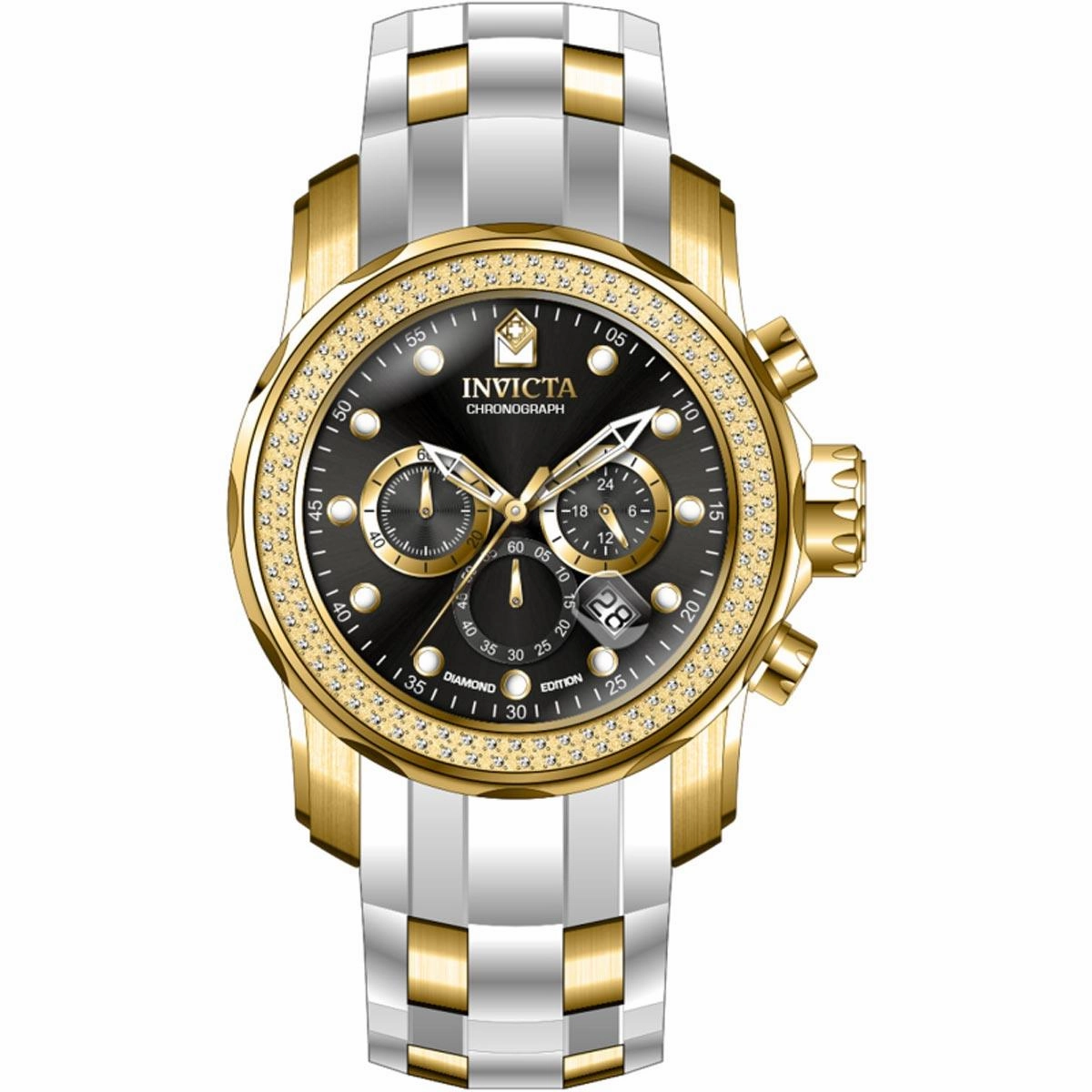 Invicta Men's Watch - Pro Diver Black Dial Chronograph SS and Rubber Strap | 37995