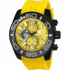 Invicta Men's Watch - Pro Diver Chronograph Yellow Dial Silicone Strap Date | 24162