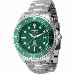 Invicta Men's Watch - Pro Diver Dual Time Green Dial Silver Steel Bracelet | 45811