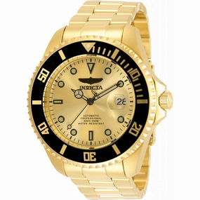 Invicta Men's Watch - Pro Diver Gold Tone Dial Steel Bracelet Rotating Bezel | 35723