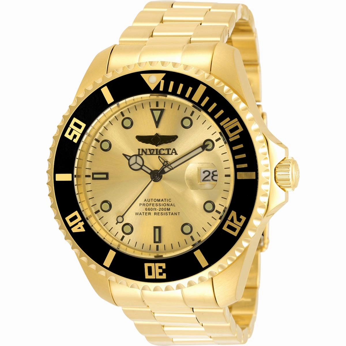 Invicta Men's Watch - Pro Diver Gold Tone Dial Steel Bracelet Rotating Bezel | 35723
