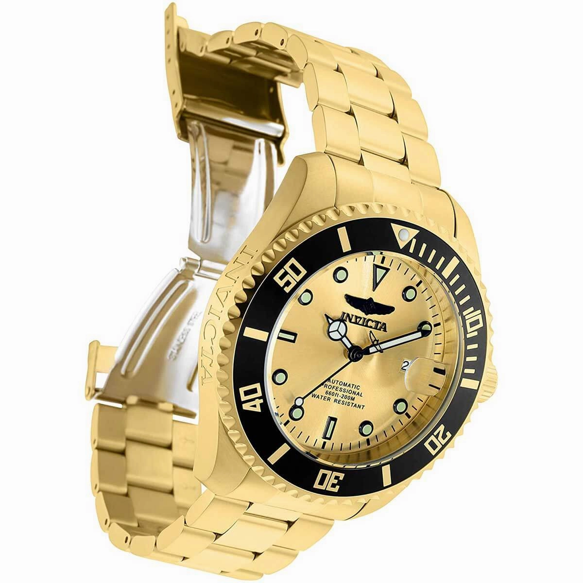 Invicta Men's Watch - Pro Diver Gold Tone Dial Steel Bracelet Rotating Bezel | 35723