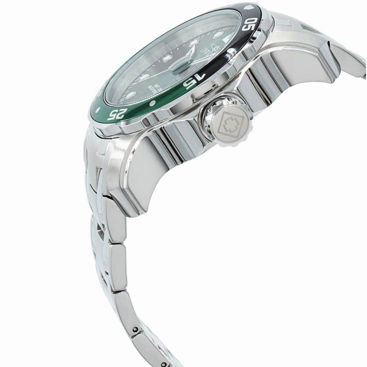 Invicta Men's Watch - Pro Diver Green Dial Silver SS Bracelet Rotating Bezel | 39093