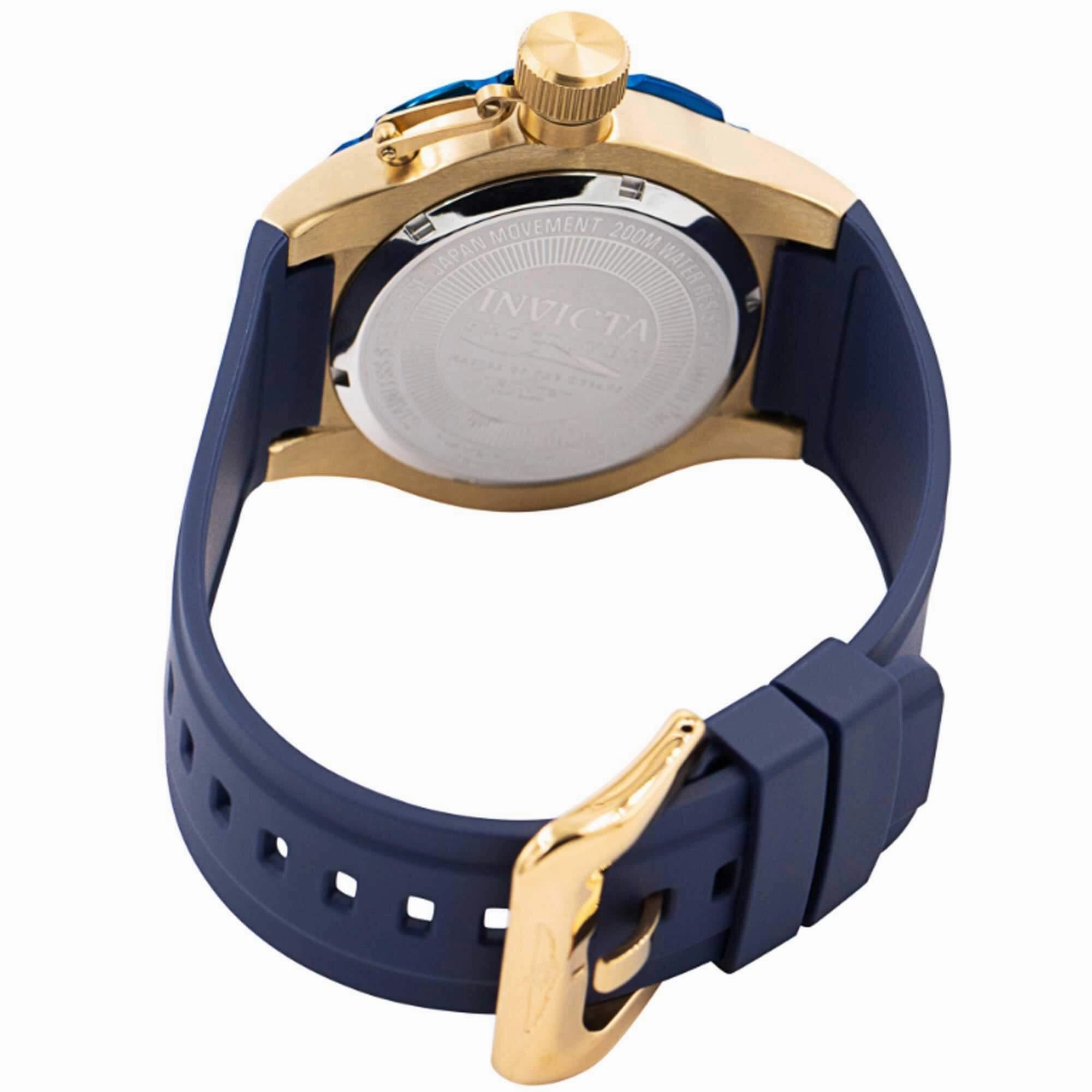 Invicta Men's Watch - Pro Diver Quartz Blue and Gold Tone Dial Rubber Strap | 37740