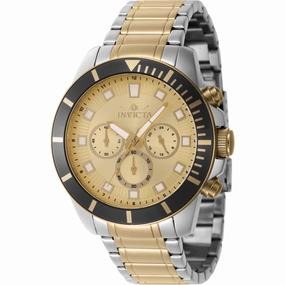 Invicta Men's Watch - Pro Diver Quartz Chrono Gold Dial Two Tone Bracelet | 46049