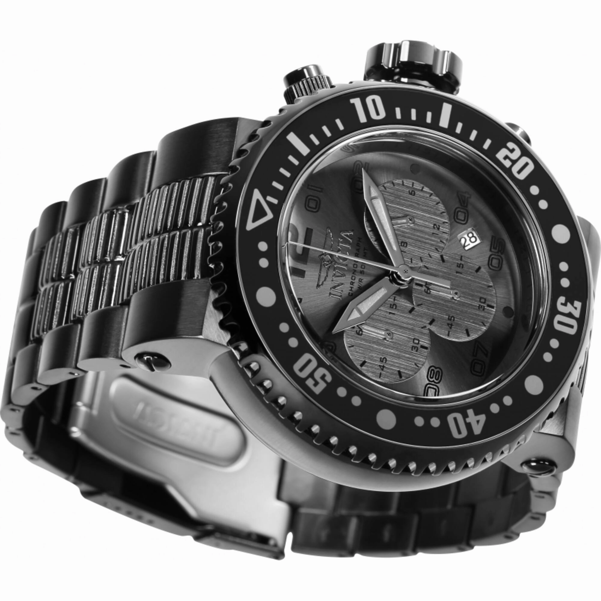 Invicta Men's Watch - Pro Diver Quartz Chrono Gunmetal Dial Steel Bracelet | 25079