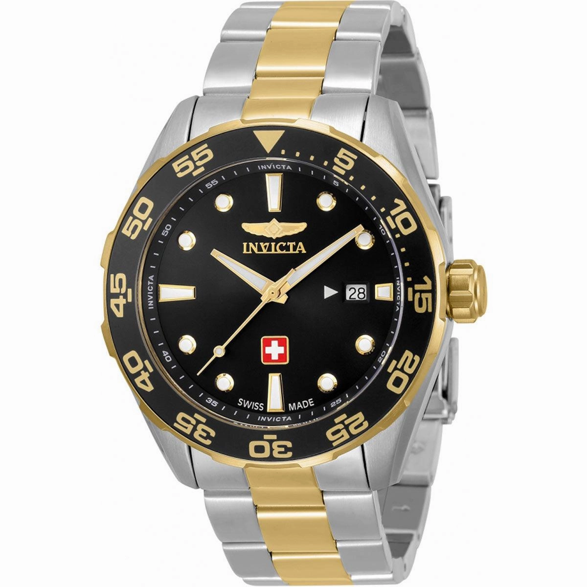 Invicta Men's Watch - Pro Diver Quartz Two Tone SS Bracelet Rotating Bezel | 33459
