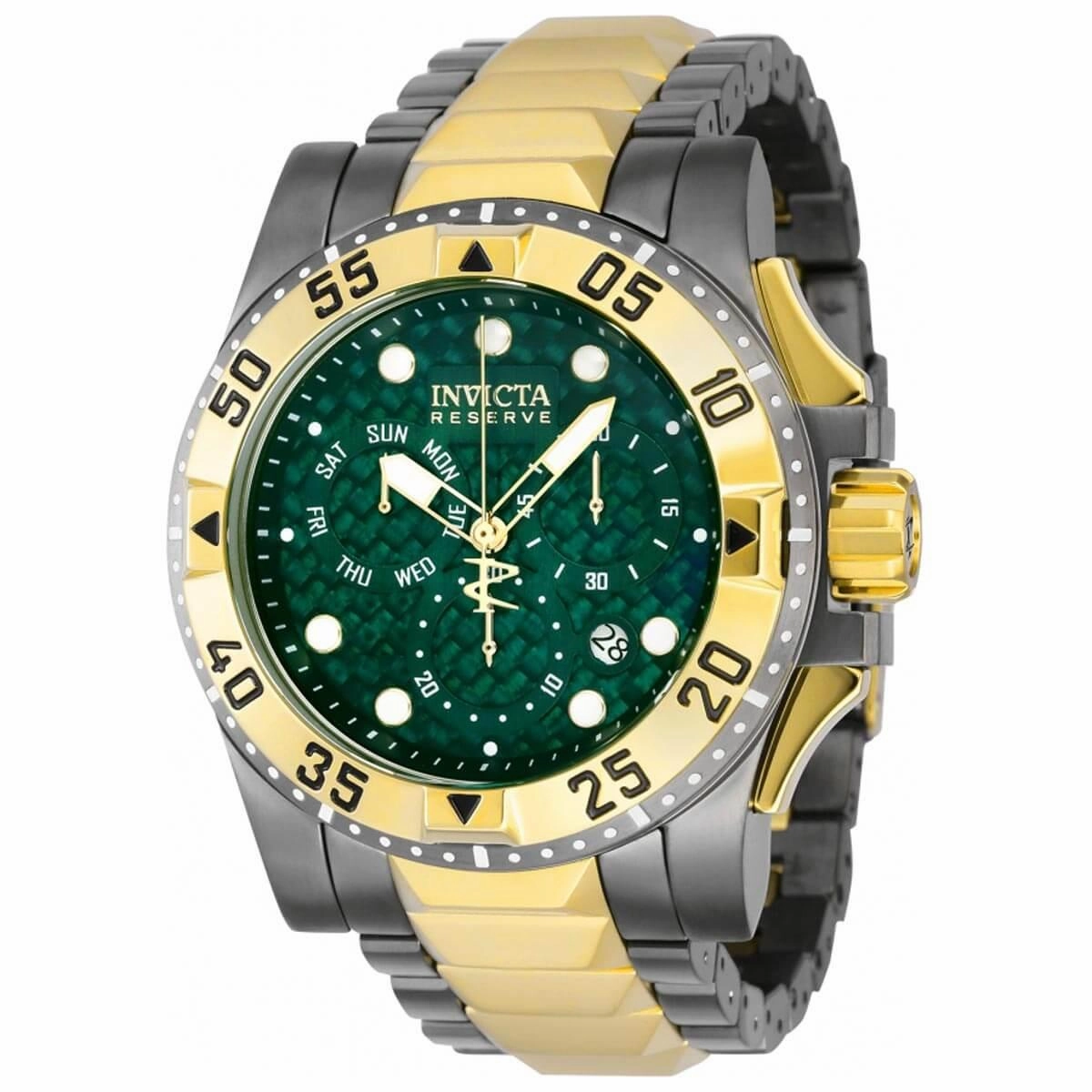 Invicta Men's Watch - Reserve Excursion Green Dial Titanium and Gold Case | 38335