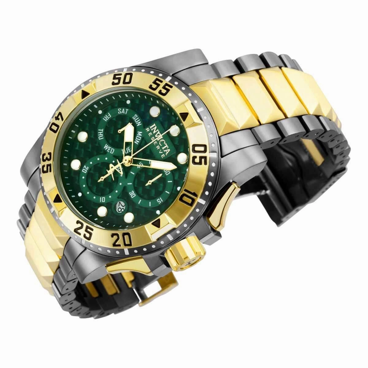 Invicta Men's Watch - Reserve Excursion Green Dial Titanium and Gold Case | 38335