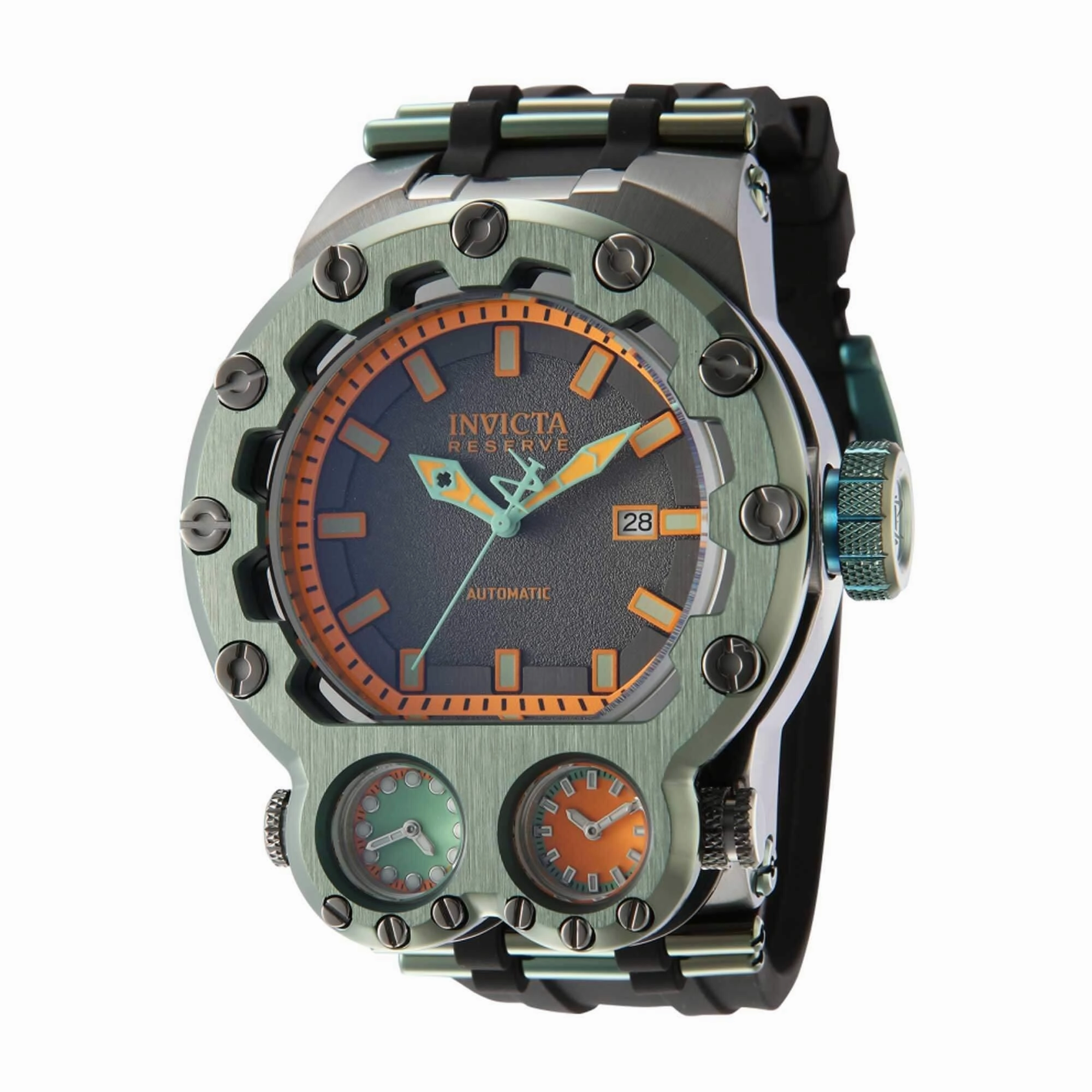 Invicta Men's Watch - Reserve Magnum Tria Automatic Gunmetal and Orange Dial | 43127