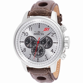 Invicta Men's Watch - S1 Rally Chronograph Black and Silver Dial Brown Strap | 45911