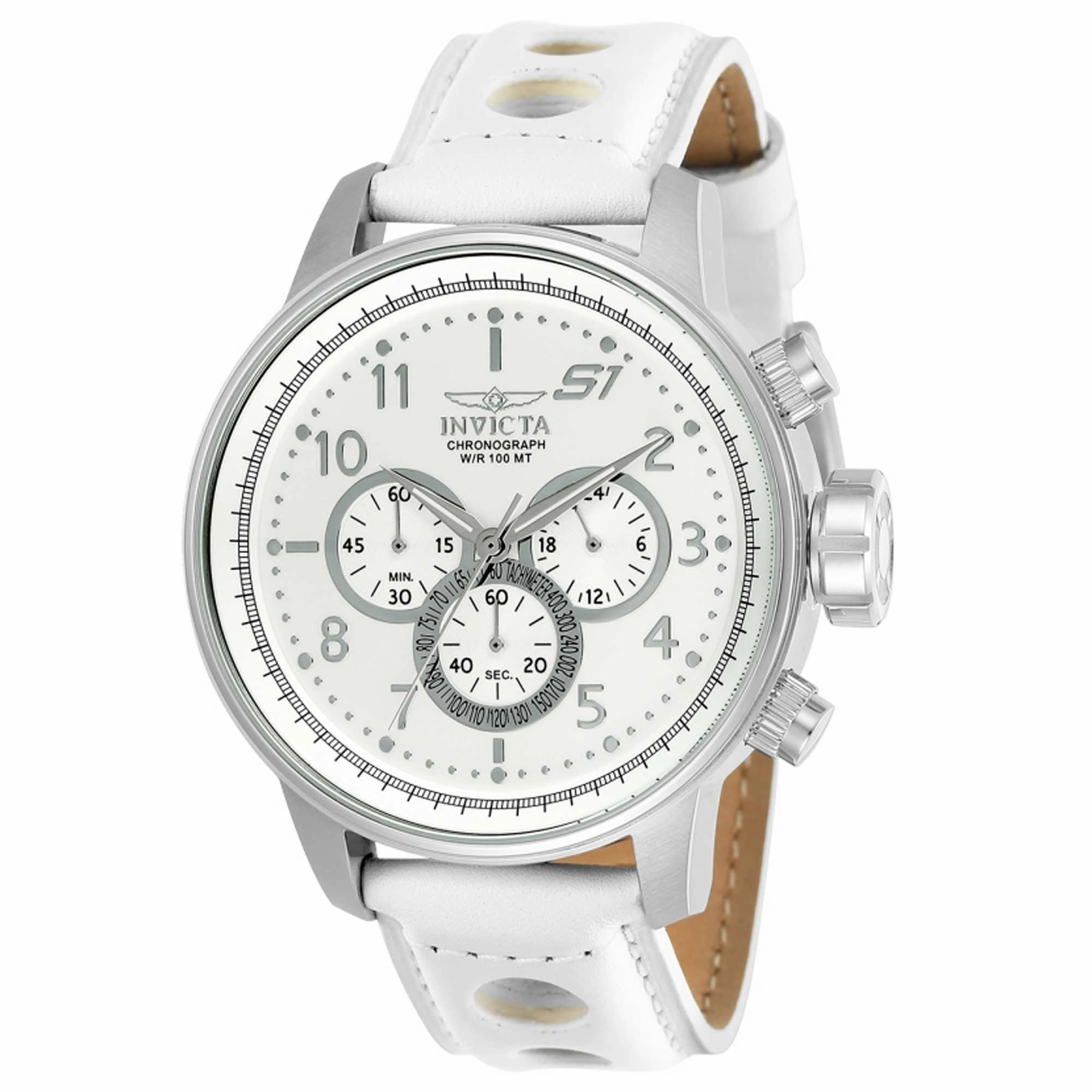 Invicta Men's Watch - S1 Rally White Dial Leather Strap Quartz Chronograph | 24083