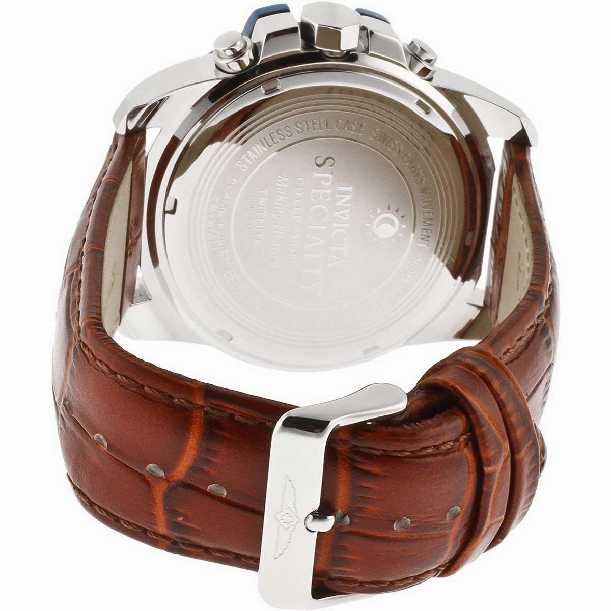 Invicta Men's Watch - Specialty Blue Bezel White Dial Brown Leather Strap | 15099