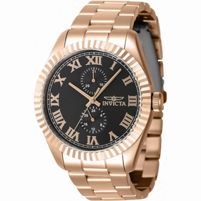 Invicta Men's Watch - Specialty Quartz Black Dial Rose Gold Steel Bracelet | 47432