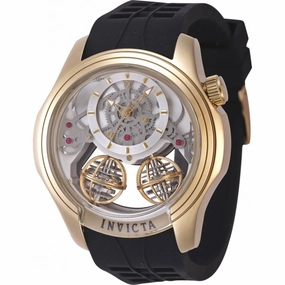 Invicta Men's Watch - Specialty Silver Dial Yellow Gold Case Silicone Strap | 47375