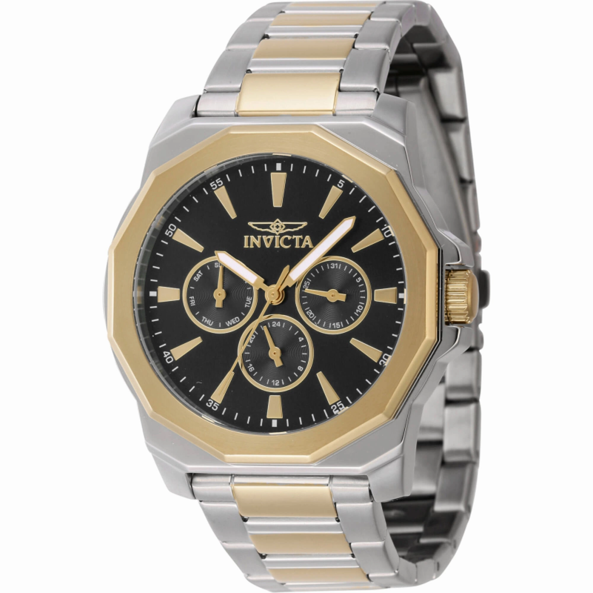 Invicta Men's Watch - Speedway Quartz Black Dial Two Tone Steel Bracelet | 46845