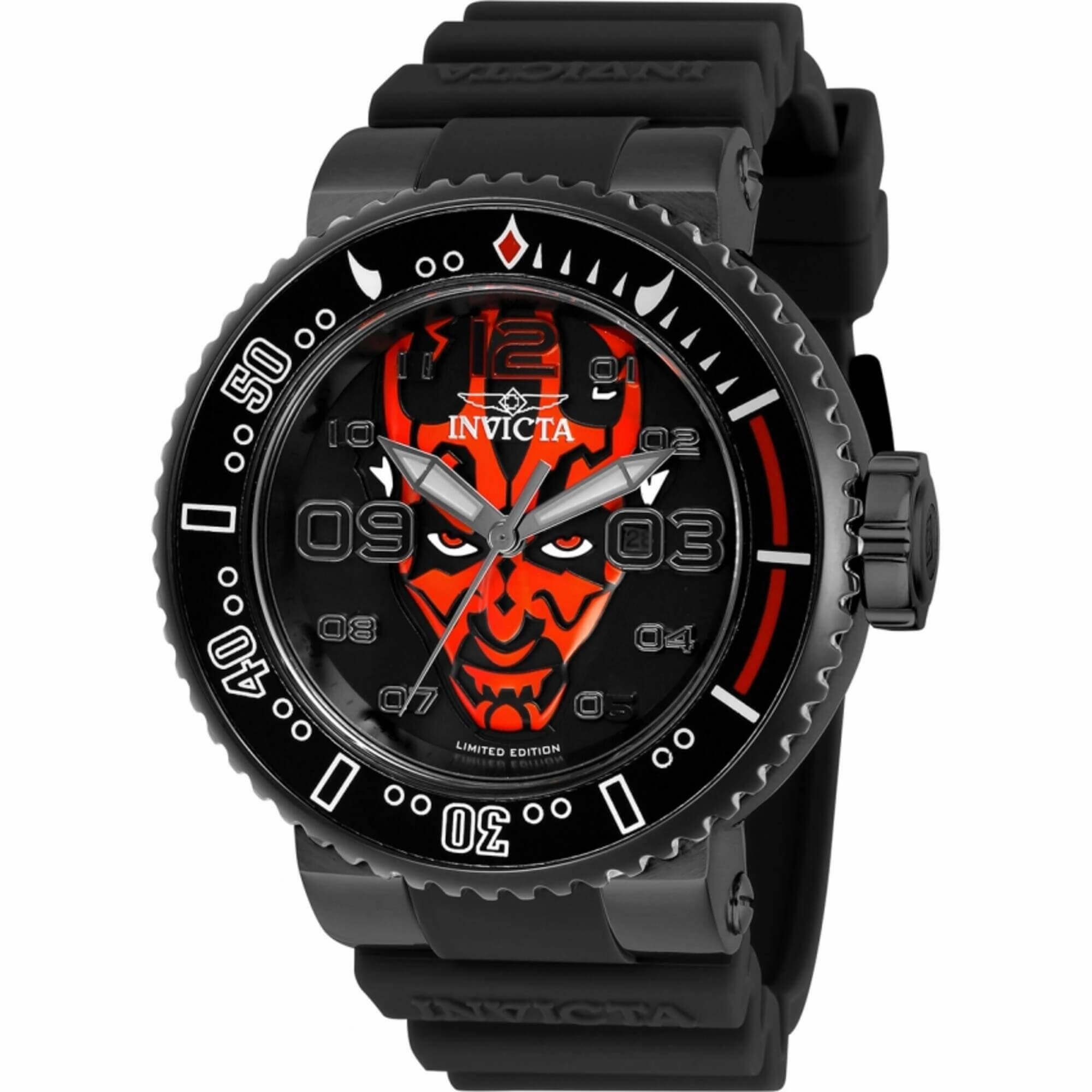 Invicta Men's Watch - Star Wars Darth Maul Black Rotating Bezel Rubber Strap | 27670