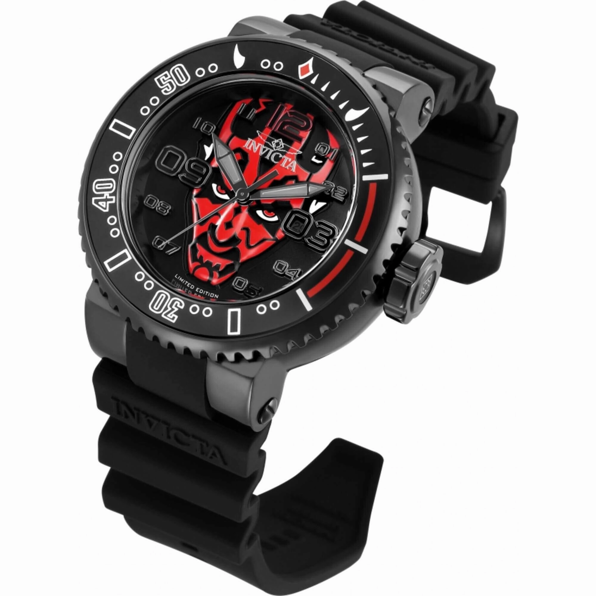 Invicta Men's Watch - Star Wars Darth Maul Black Rotating Bezel Rubber Strap | 27670