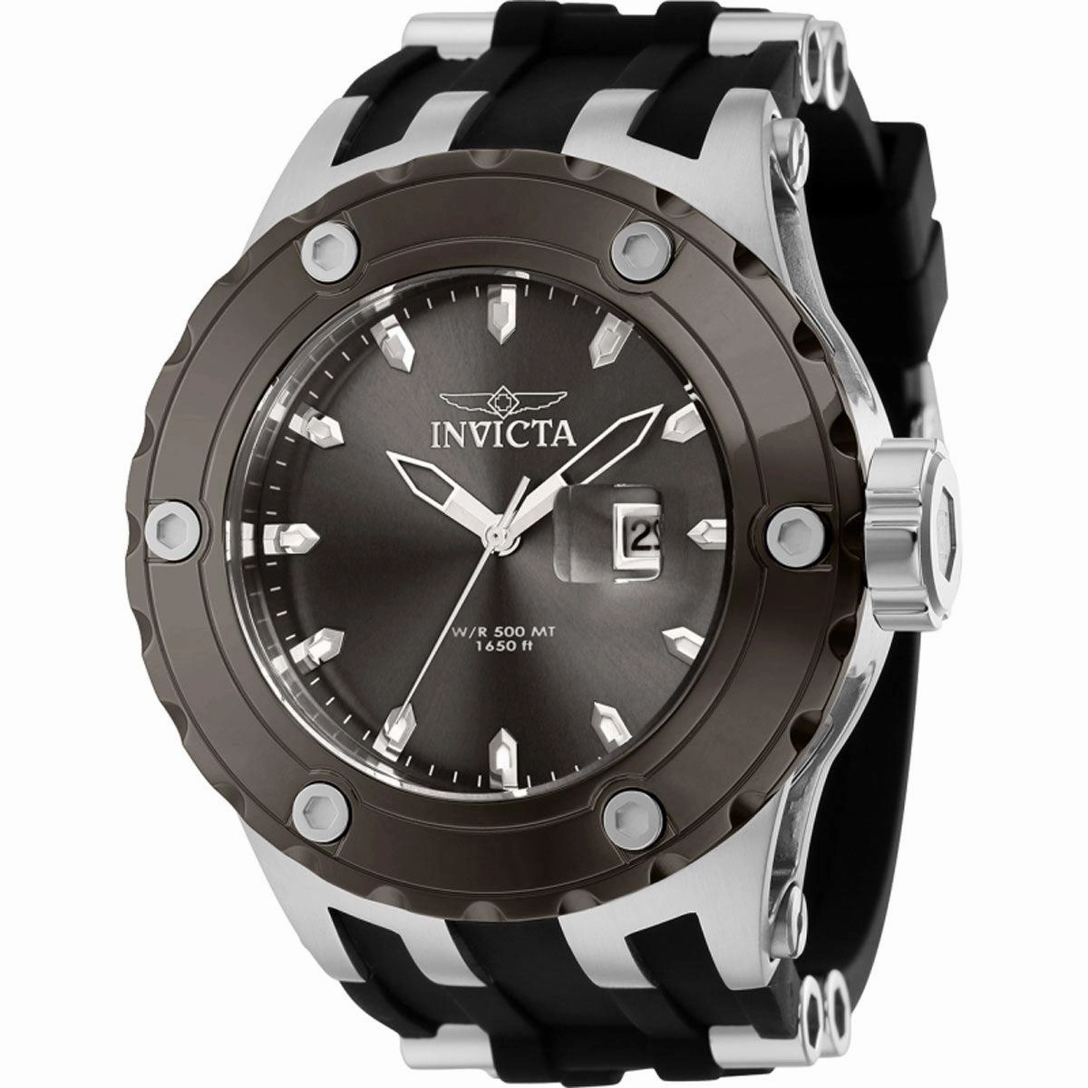 Invicta Men's Watch - Subaqua Date Display Gunmetal Dial Rubber and SS Strap | 38690