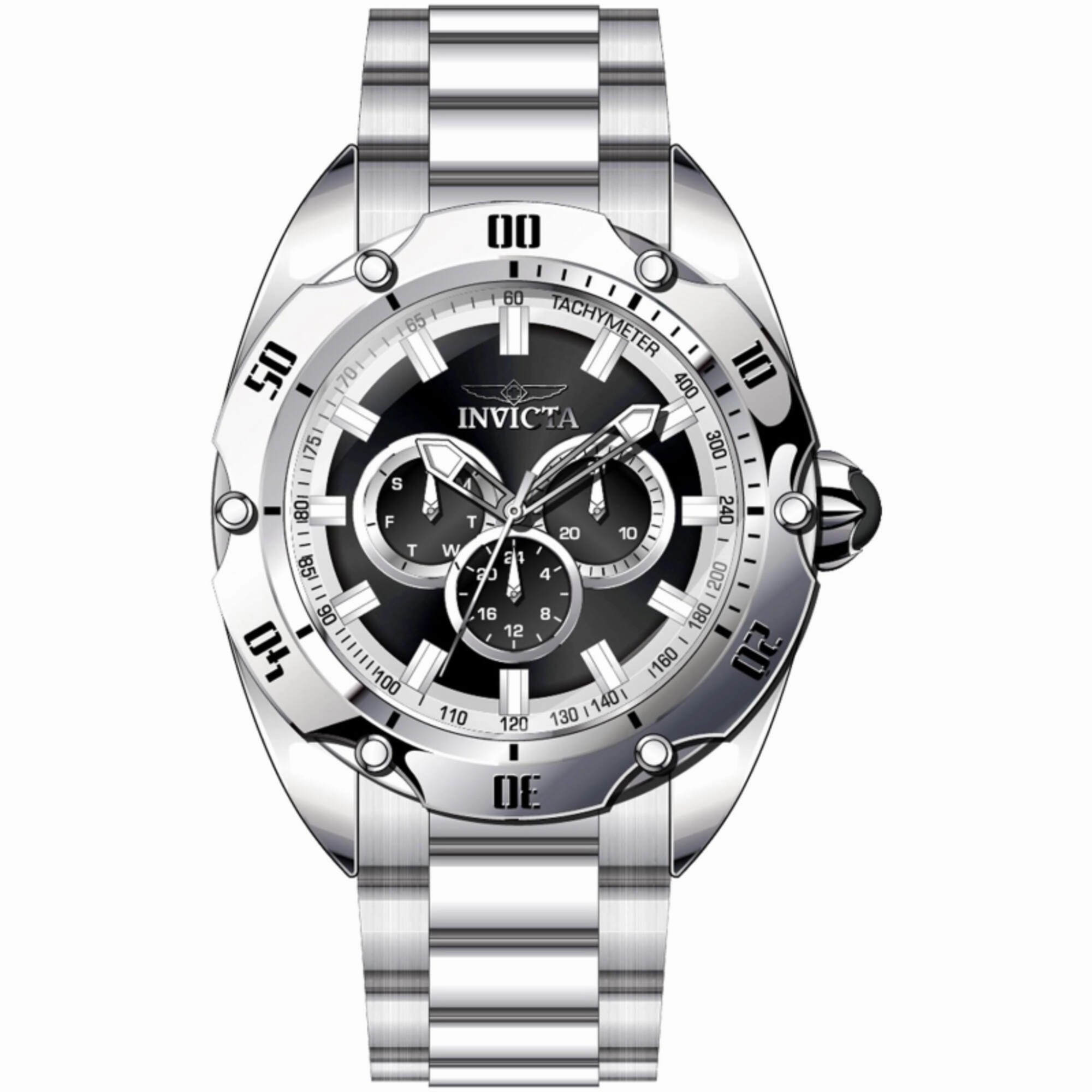 Invicta Men's Watch - Venom Black and Silver Tone Dial Steel Bracelet Quartz | 45729