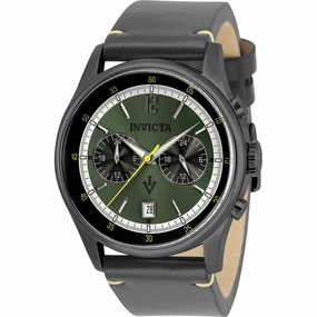 Invicta Men's Watch - Vintage Quartz Date Display Grey Genuine Leather Strap | 33509