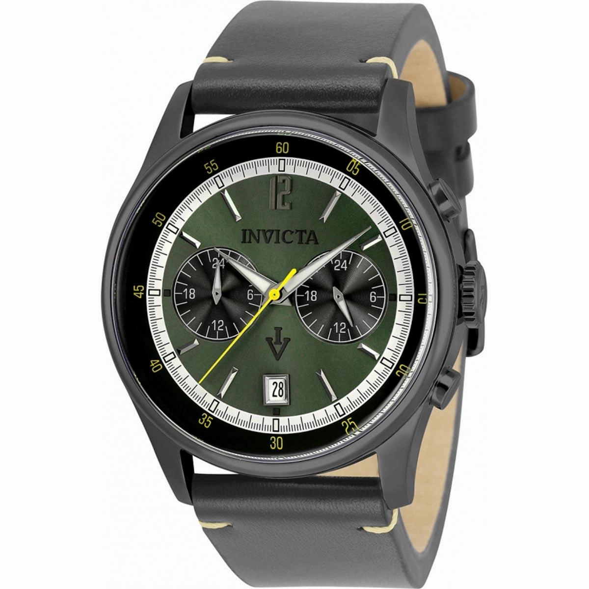 Invicta Men's Watch - Vintage Quartz Date Display Grey Genuine Leather Strap | 33509