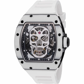 Invicta Men's Watch S1 Rally Black and Silver Skeleton Dial White Strap 49026