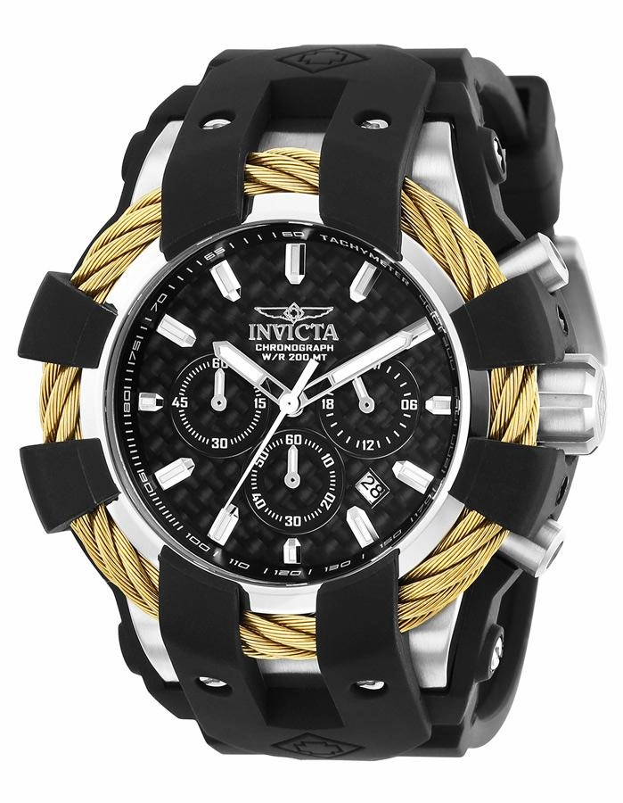 Invicta Mens Bolt Watch - Stainless - Black Rubber Strap & Protector - 200m
