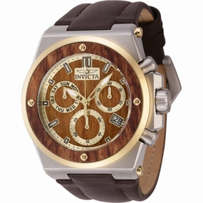 Invicta Unisex Watch - Akula Chronograph Brown and Gold Dial Leather Strap | 45716