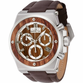 Invicta Unisex Watch - Akula Chronograph Brown and Silver Dial Leather Strap | 45715