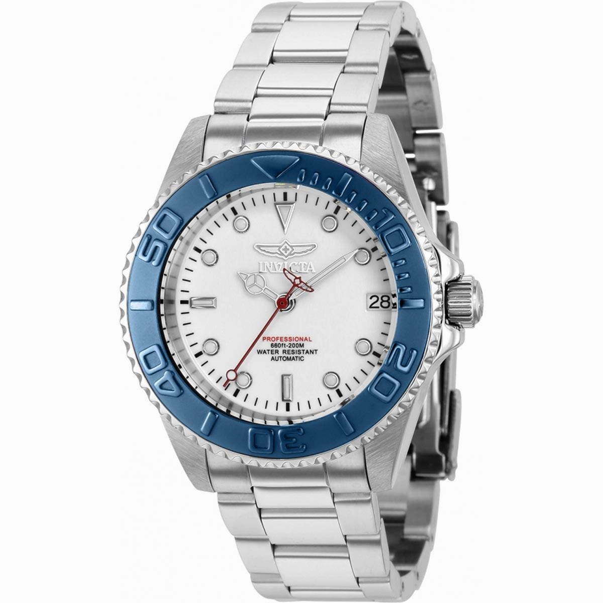 Invicta Women's Automatic Watch - Pro Diver Blue Bezel Silver Steel Bracelet | 36771