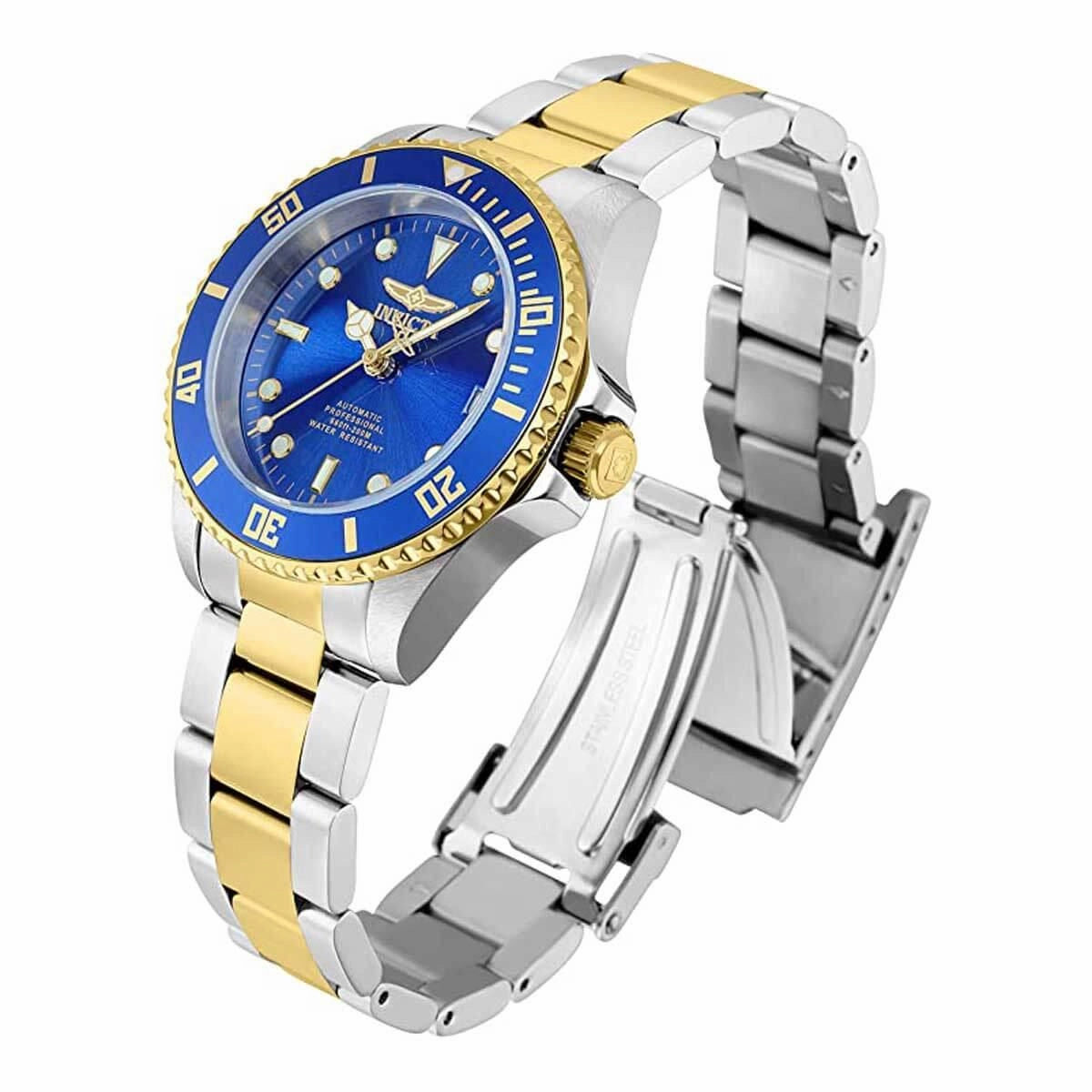 Invicta Women's Automatic Watch - Pro Diver Blue Rotating Bezel TT Bracelet | 35849