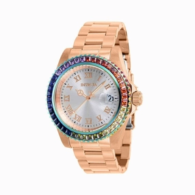 Invicta Women's CZ Watch - Angel Swiss Quartz Silver Dial Rose Gold Steel | 40230