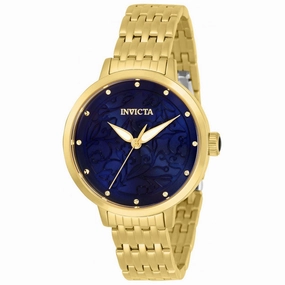 Invicta Women's Quartz Watch - Wildflower Blue Dial Yellow Gold Bracelet | 31941