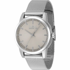 Invicta Women's Watch - Celestial Quartz Ivory Dial Silver Steel Mesh Bracelet | 48511