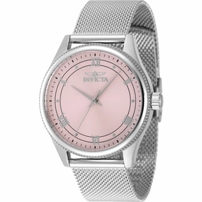 Invicta Women's Watch - Celestial Quartz Pink Dial Silver Steel Mesh Bracelet | 48489
