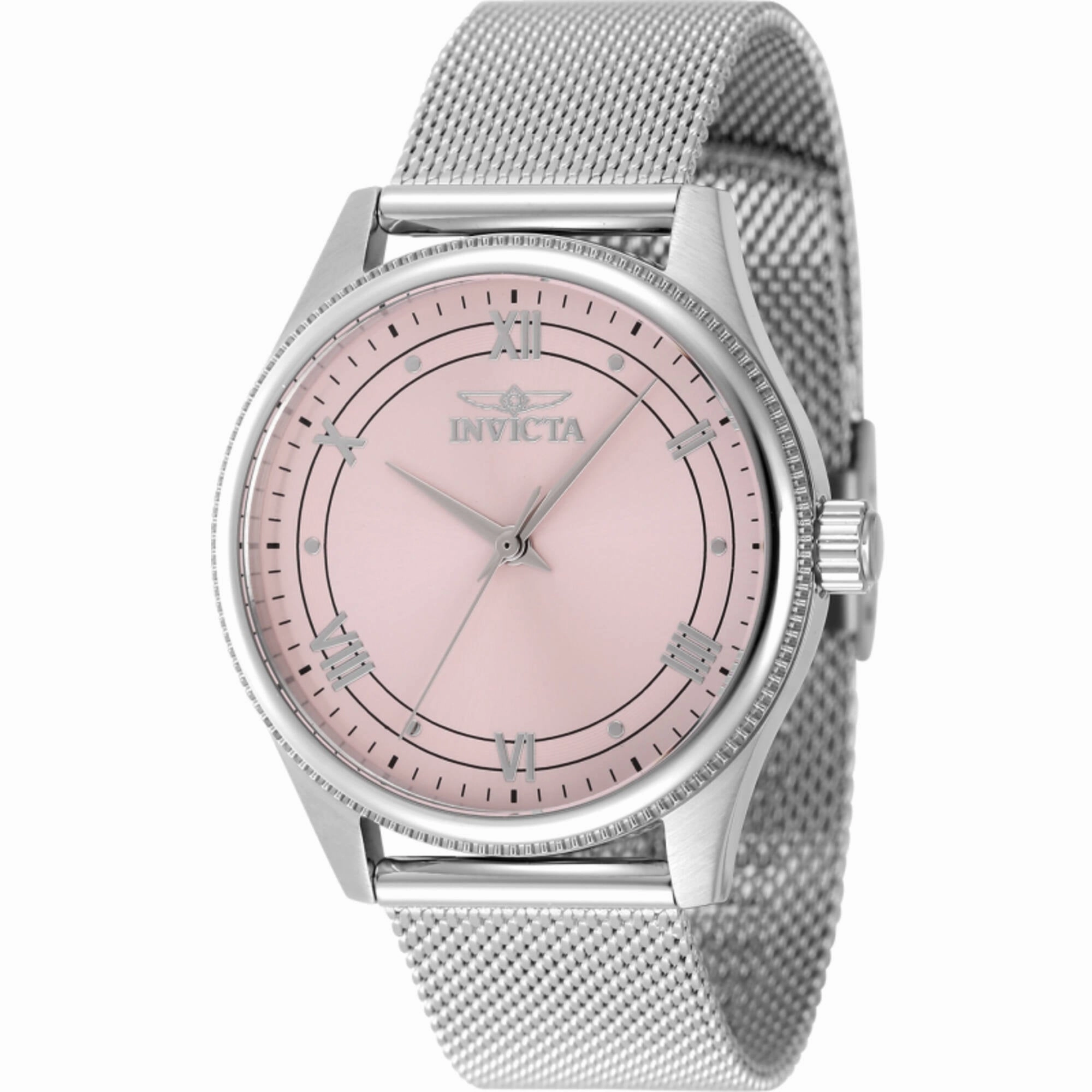 Invicta Women's Watch - Celestial Quartz Pink Dial Silver Steel Mesh Bracelet | 48489