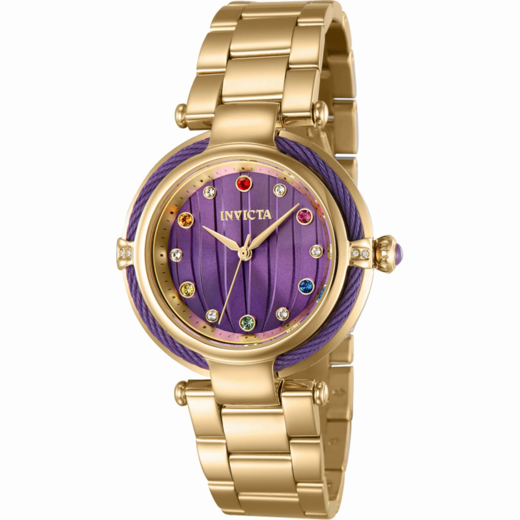 Invicta Women's Watch - Marvel Thanos Purple Dial Yellow Gold Steel Bracelet | 36386