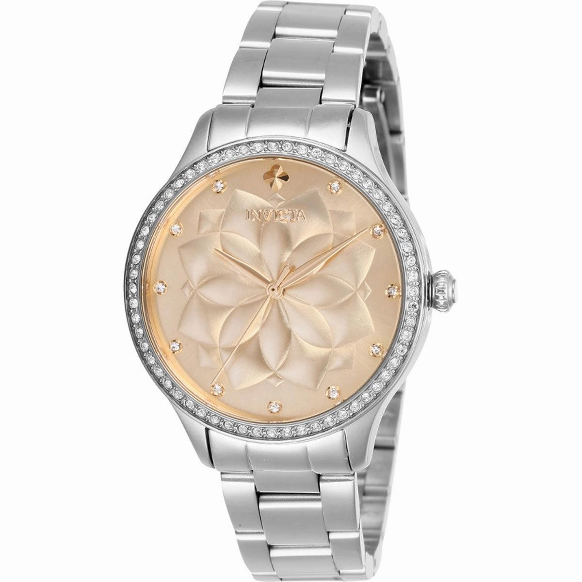 Invicta Women's Watch - Wildflower Quartz Rose Gold Dial Silver SS Bracelet | 28053