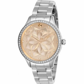Invicta Women's Watch - Wildflower Quartz Rose Gold Dial Silver SS Bracelet | 28053