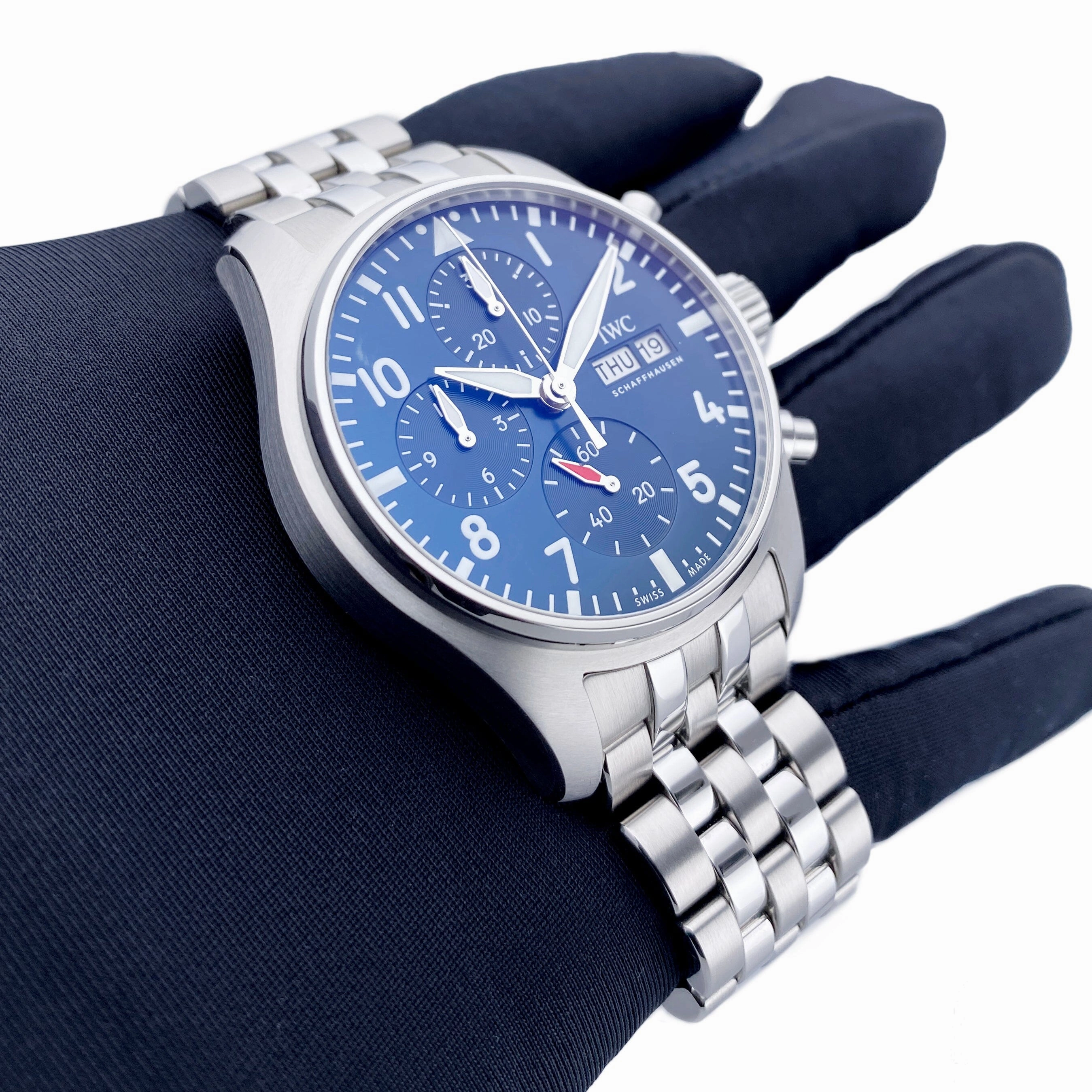 IWC Pilot's IW388102 Chronograph 41 Blue Dial Mens Watch Box Papers