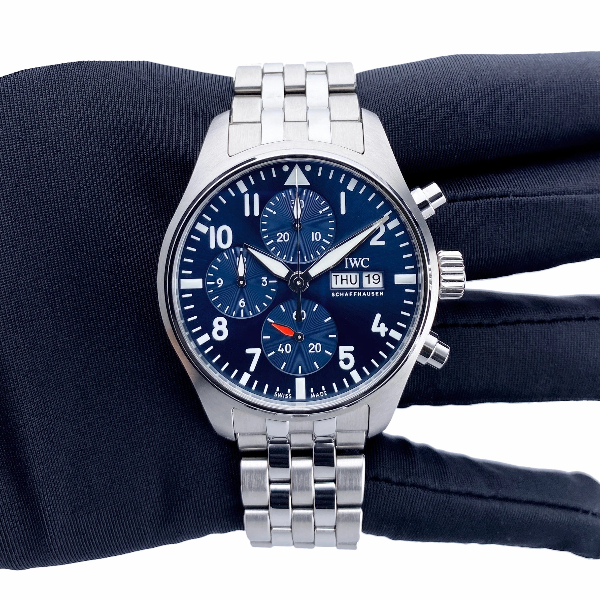 IWC Pilot's IW388102 Chronograph 41 Blue Dial Mens Watch Box Papers