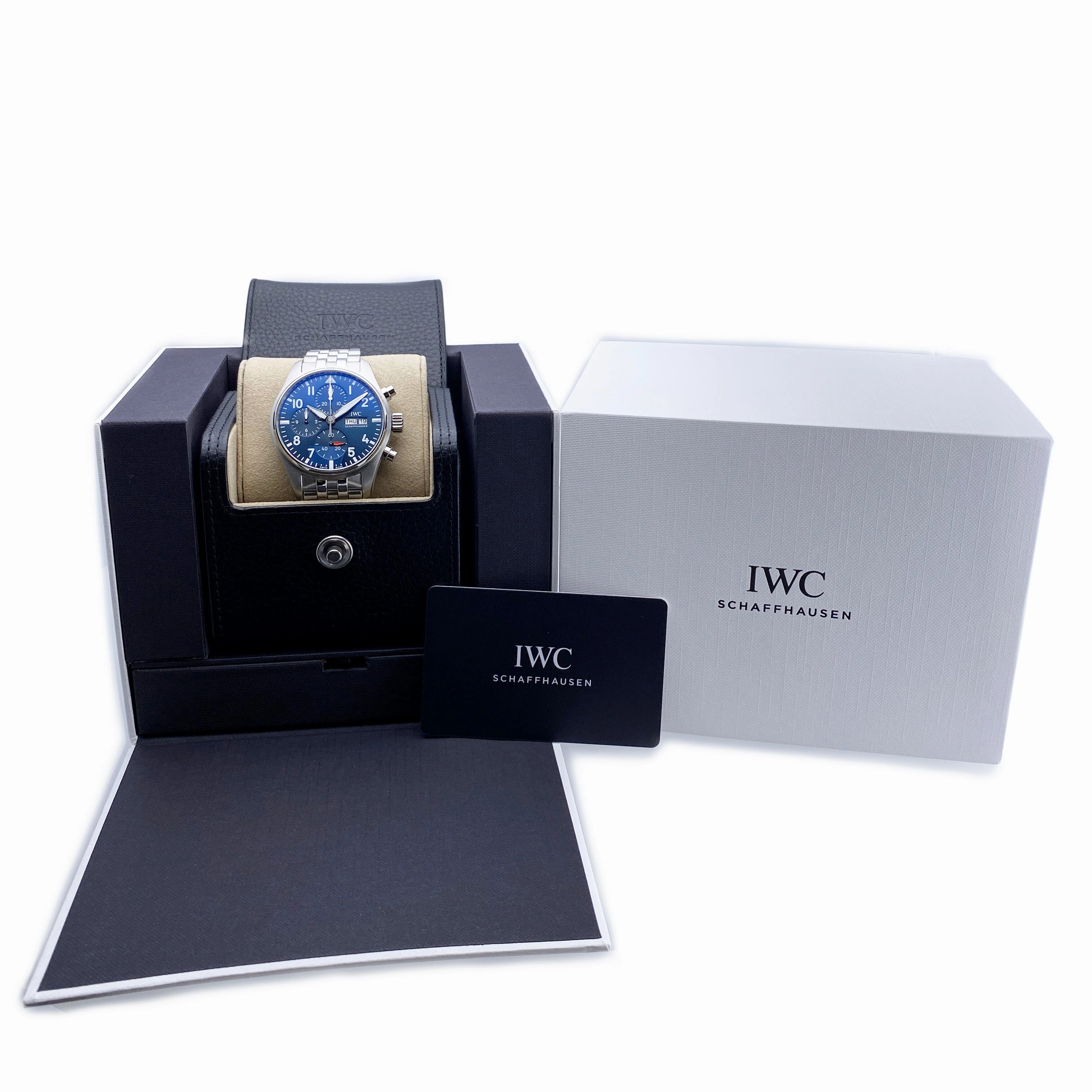 IWC Pilot's IW388102 Chronograph 41 Blue Dial Mens Watch Box Papers